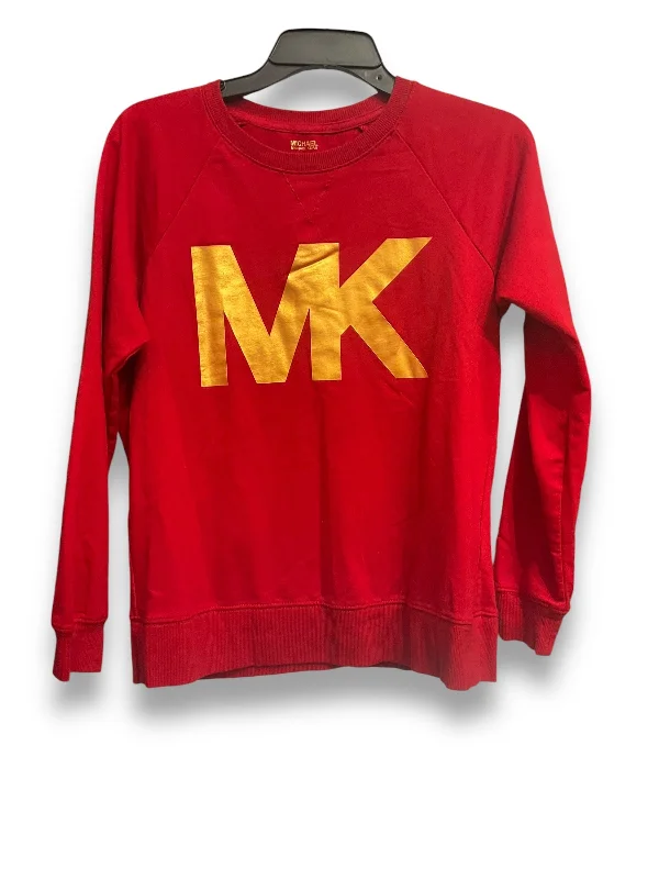 Sleek Modern Top Long Sleeve By Michael By Michael Kors In Red, Size: S