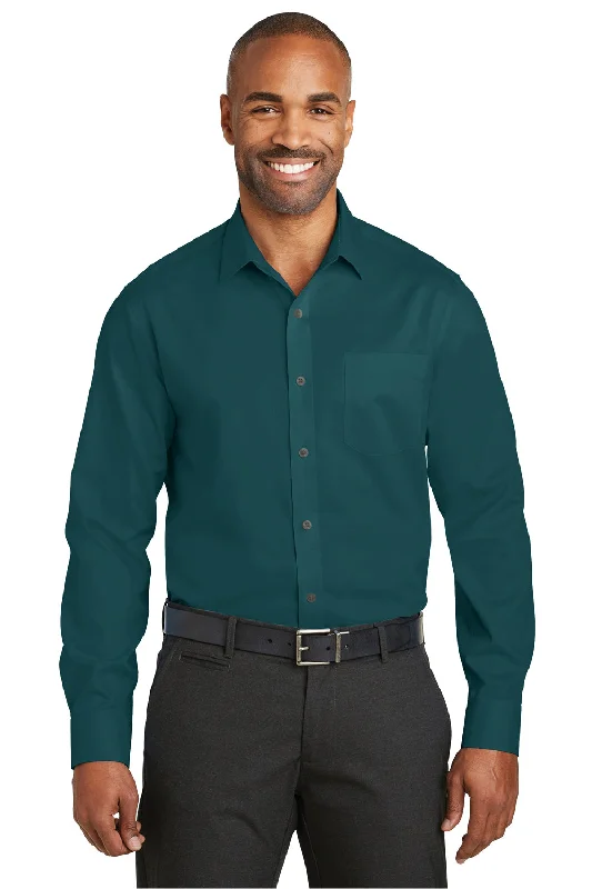 Clean Utility Red House Mens Wrinkle Resistant Long Sleeve Button Down Shirt w/ Pocket - Bluegrass Green - Closeout