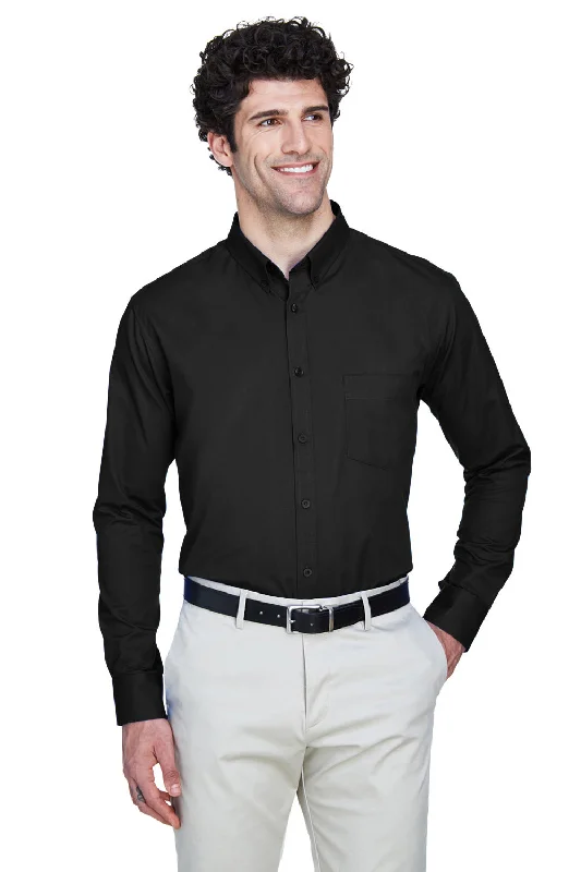 Elevated Monochrome Core 365 Mens Operate UV Protection Long Sleeve Button Down Shirt w/ Pocket - Black