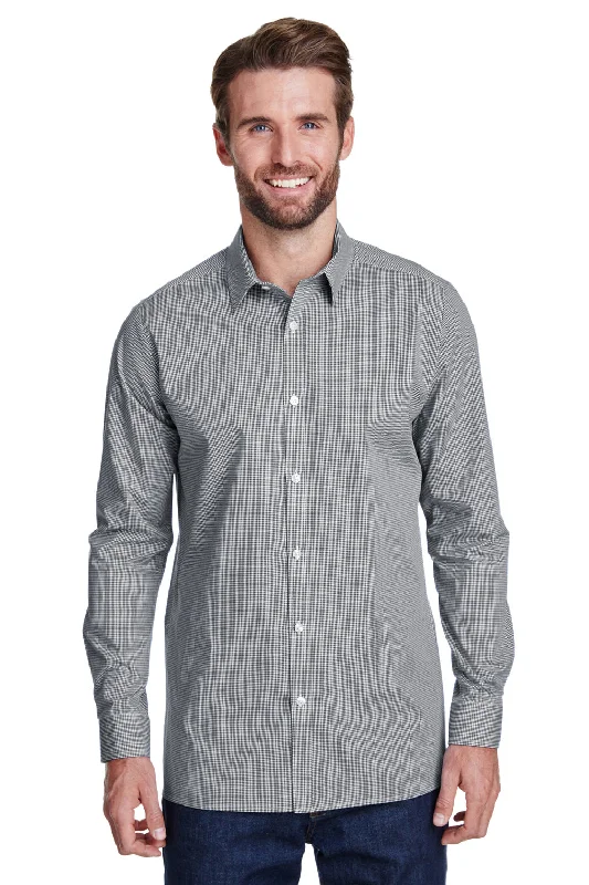 Contemporary Outfit Artisan Collection Mens Microcheck Gingham Long Sleeve Button Down Shirt - Black/White