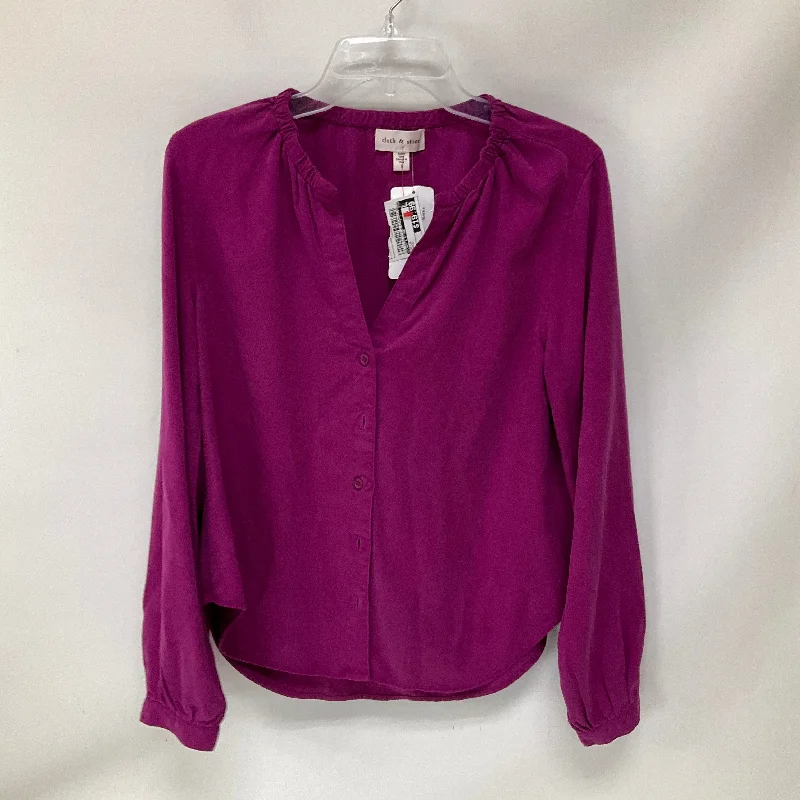 High-End Streetwear Top Long Sleeve By Cloth & Stone In Purple, Size: S