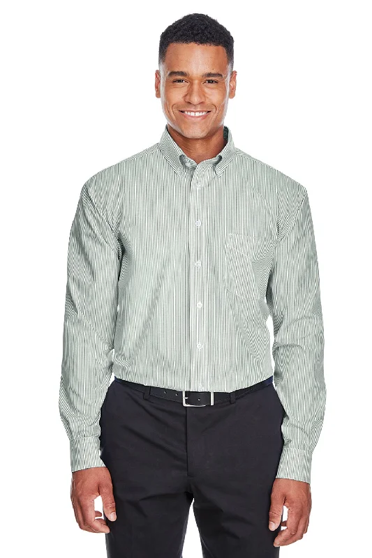 Relaxed Sportwear Devon & Jones Mens Crown Woven Collection Wrinkle Resistant Long Sleeve Button Down Shirt w/ Pocket - Dill Green