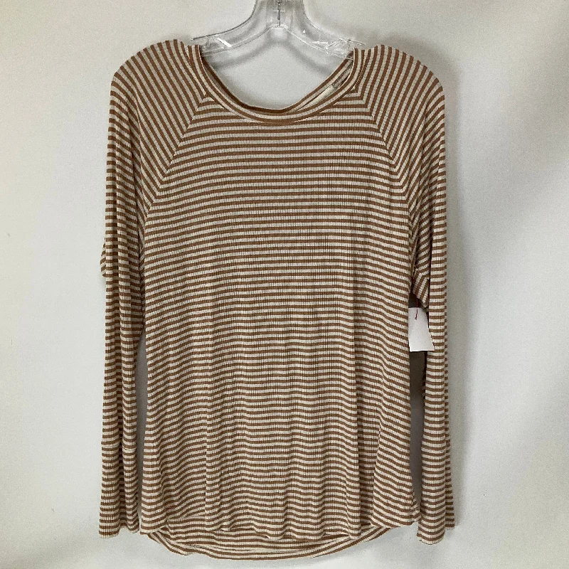 Relaxed Sporty Top Long Sleeve By Aerie In Striped Pattern, Size: L