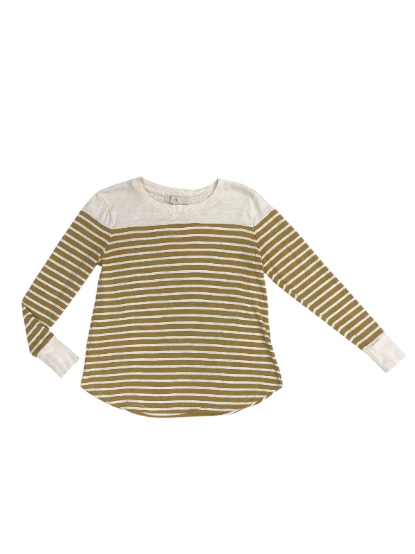 Retro Casual Top Long Sleeve By Loft In Yellow, Size: M