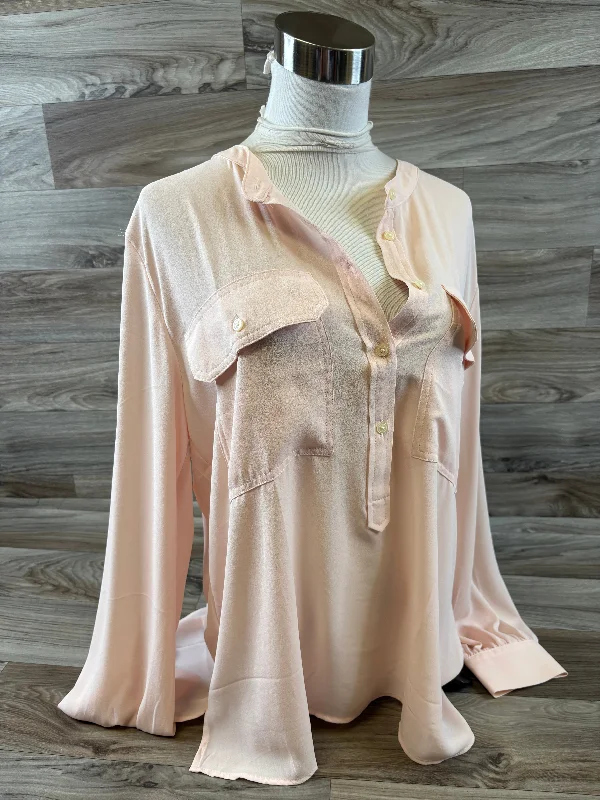 Clean Aesthetic Top Long Sleeve By Loft In Peach, Size: L