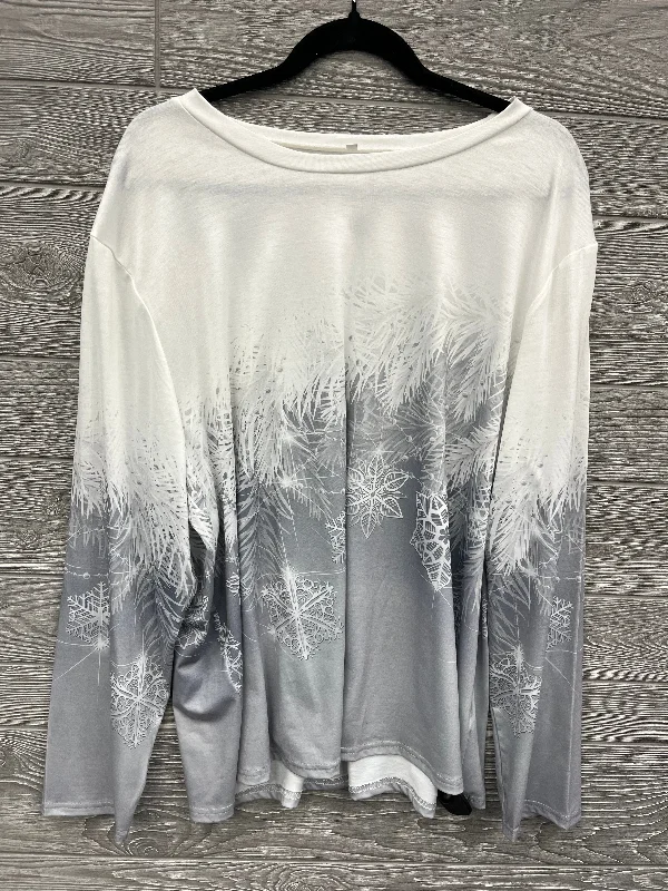 Elegant Monochrome Top Long Sleeve By Cmf  Size: 4x