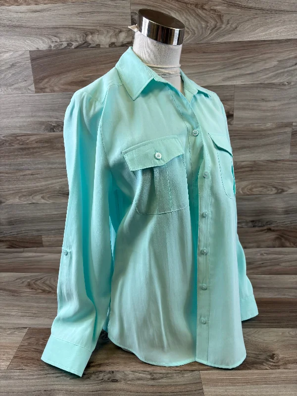 Edgy Streetwear Top Long Sleeve By Chicos In Aqua, Size: S