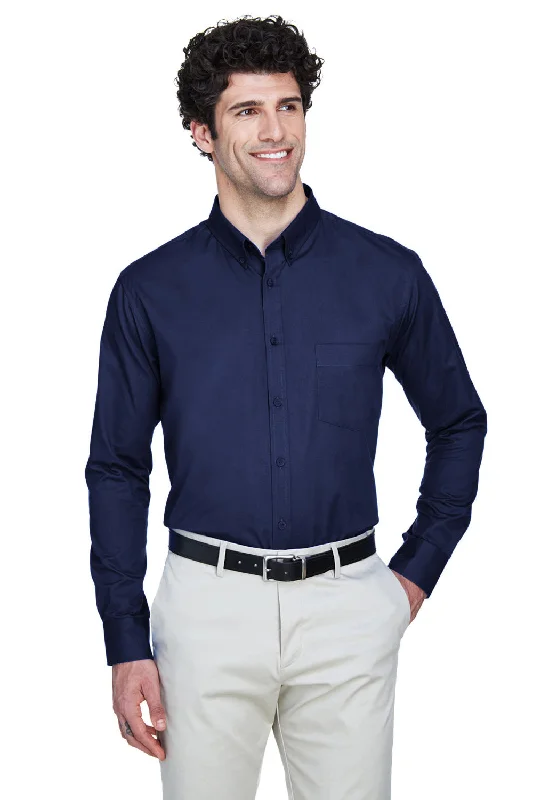 Urban Prints Core 365 Mens Operate UV Protection Long Sleeve Button Down Shirt w/ Pocket - Classic Navy Blue