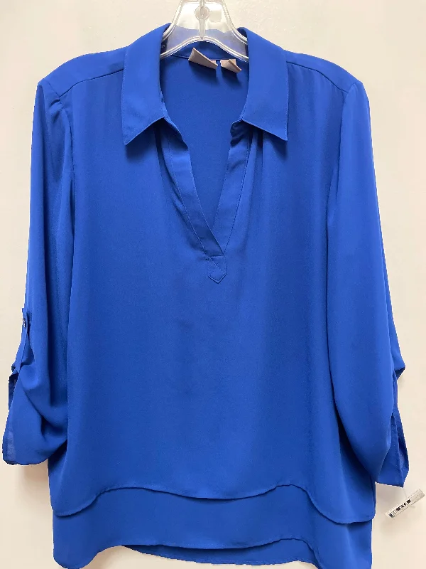 Chic Tailoring Top Long Sleeve By Chicos In Blue, Size: M