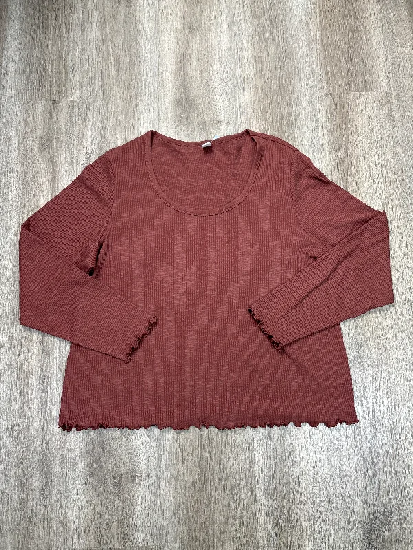 Soft Neutrals Top Long Sleeve Basic By Old Navy In Brown, Size: Xxl