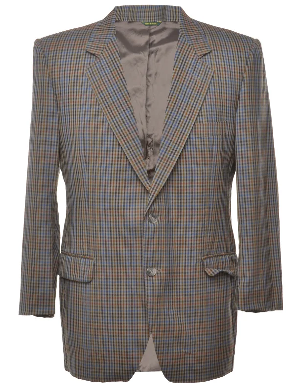 Clean Aesthetic Gingham Pattern Blazer - M