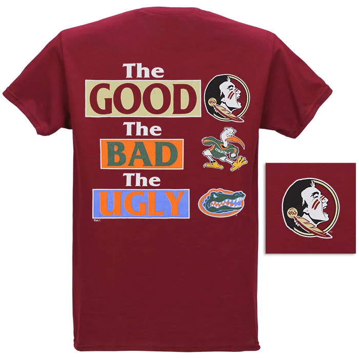 Elegant Monochrome Ragz Adult/Unisex FSU The Good The Bad The Ugly Rivalry T-shirt - Garnet