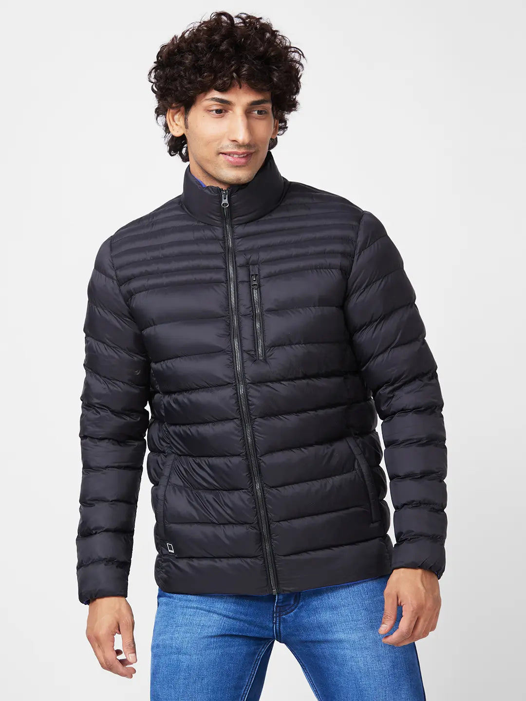 Casual Essentials Men'S Packable Puffer Jacket With Br and ed Print On Neck