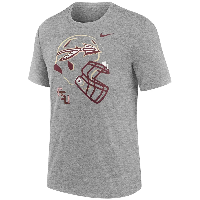 Streetwear Classics Nike Men's Florida State Helmet/Stacked FSU Design Time Honored Tradition Local Tri-blend Short Sleeve T-shirt - Dark Grey Heather