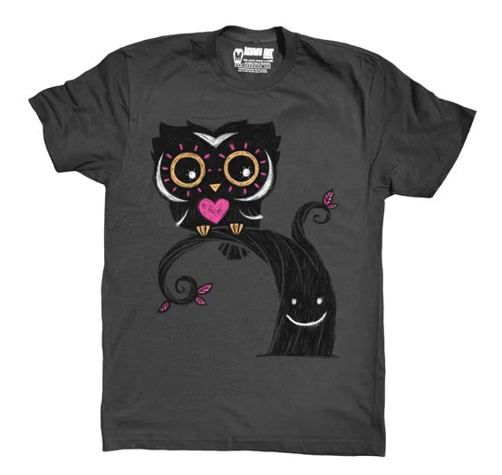 Classic Retro The Night Owl Men Grey Tshirt