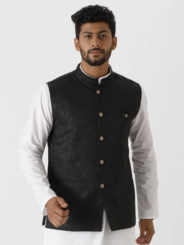 Tailored Utility Men Fancy Ethnic Jacket Black