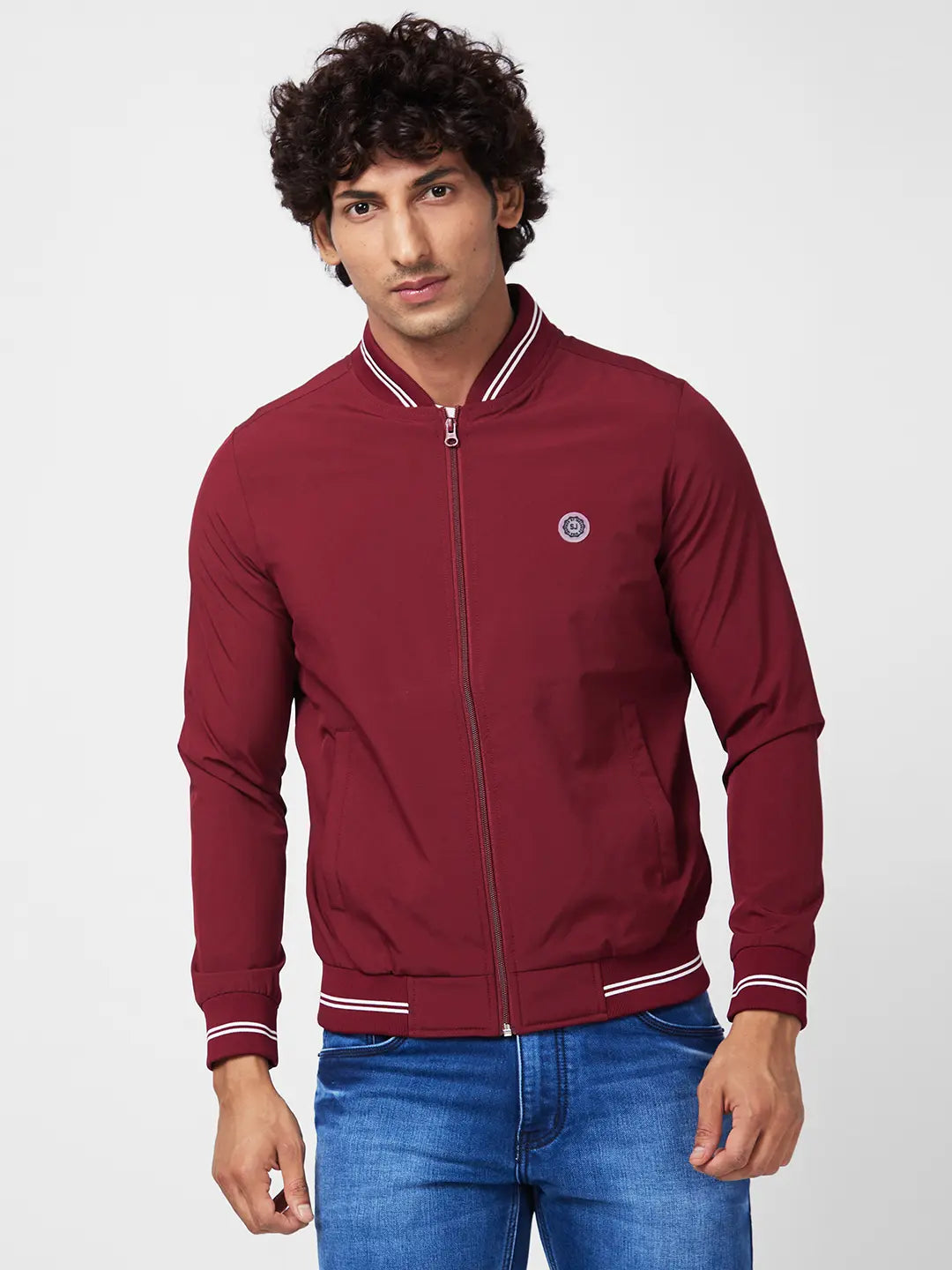 Smart Casual Wear Men'S Shell Jacket With Contrast Rib Tipping & Br and ed Label At Chest