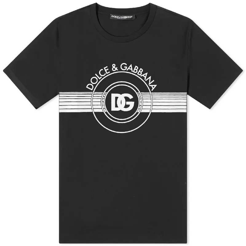 Streetwear Edge Dolce & Gabbana Men's Crew Neck Interlocking Logo T-Shirt, Black