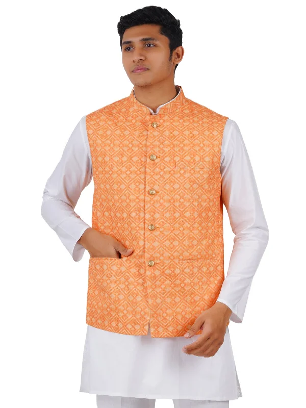 Futuristic Casual Men Ethnic Jacket Orange JB8