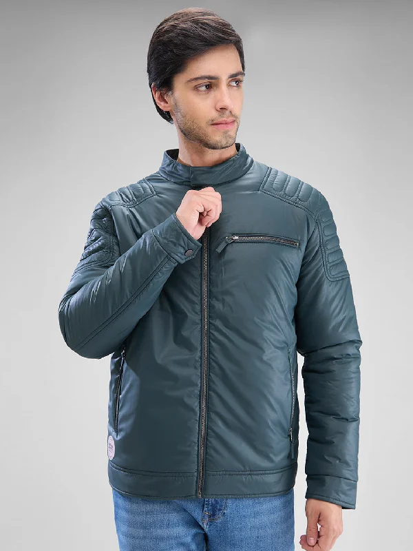 Streetwear Classics Spykar Teal Green Polyester Full Sleeve Jacket For Men