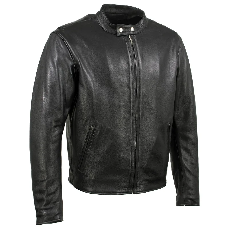 Relaxed Monochrome Hot Leathers JKM5006 USA Made Men's 'Rumble' Black Premium Leather Motorcycle Jacket