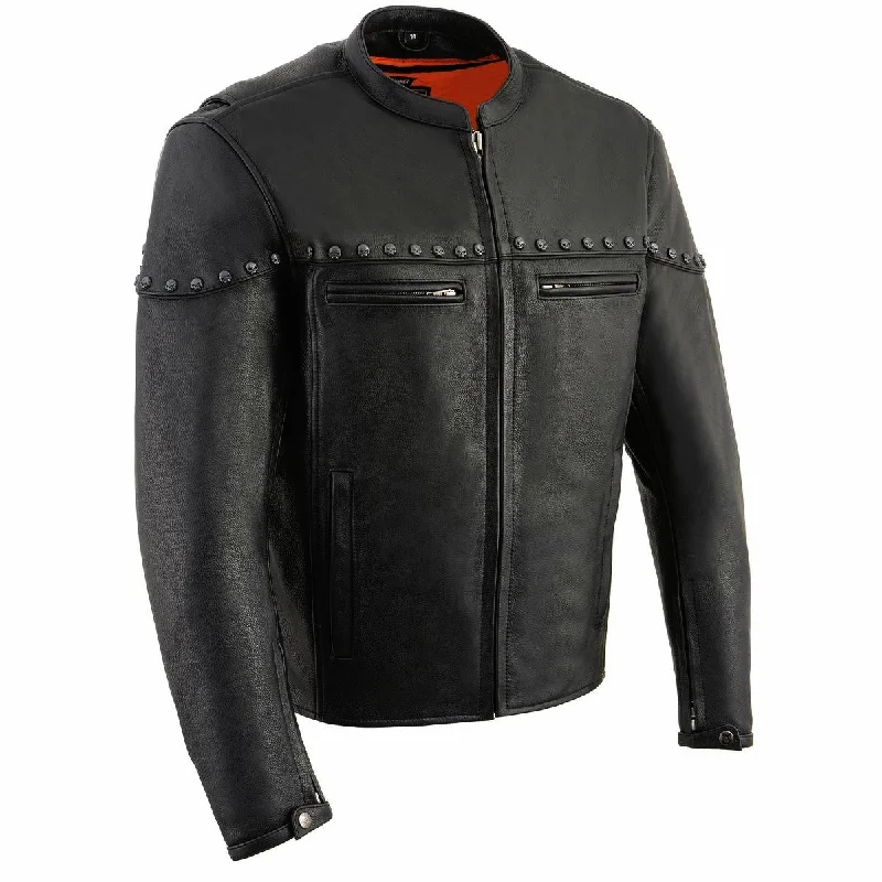 Smart Layering Milwaukee Leather MLM1504 Men's Black ‘The Skelly Racer’ Premium Moto Leather Jacket