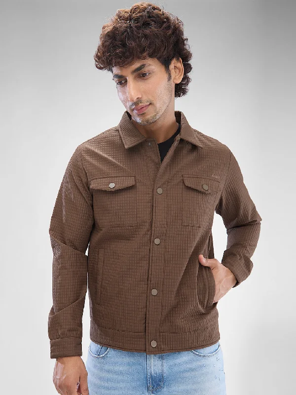 Fashionable Classics Spykar Bison Brown Polyester Full Sleeve Jacket For Men