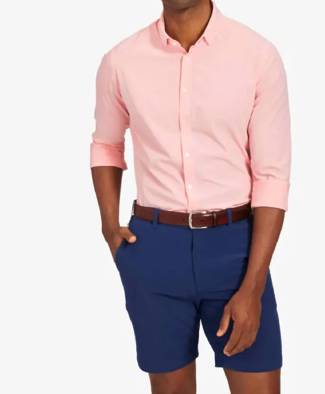 Sophisticated Casual Leeward Antimicrobial Dress Shirt In Pink Heather