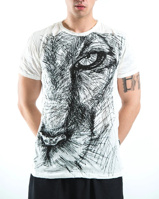 Contemporary Edge Mens Lions Eye T-Shirt in White