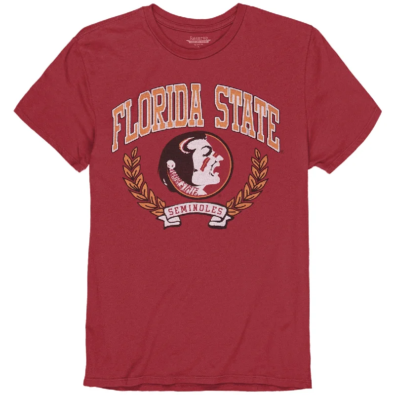 Sporty Edge Blue 84 Adult/Unisex Vault Florida State Seminole Logo Design Short Sleeve Vintage T-shirt - Cardinal