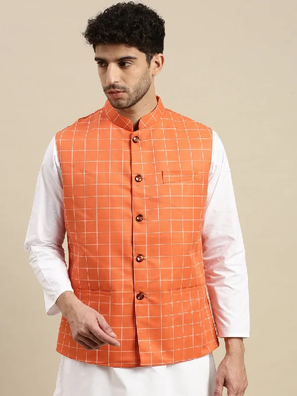 Soft Casual Men Ethnic Jacket Orange DC2