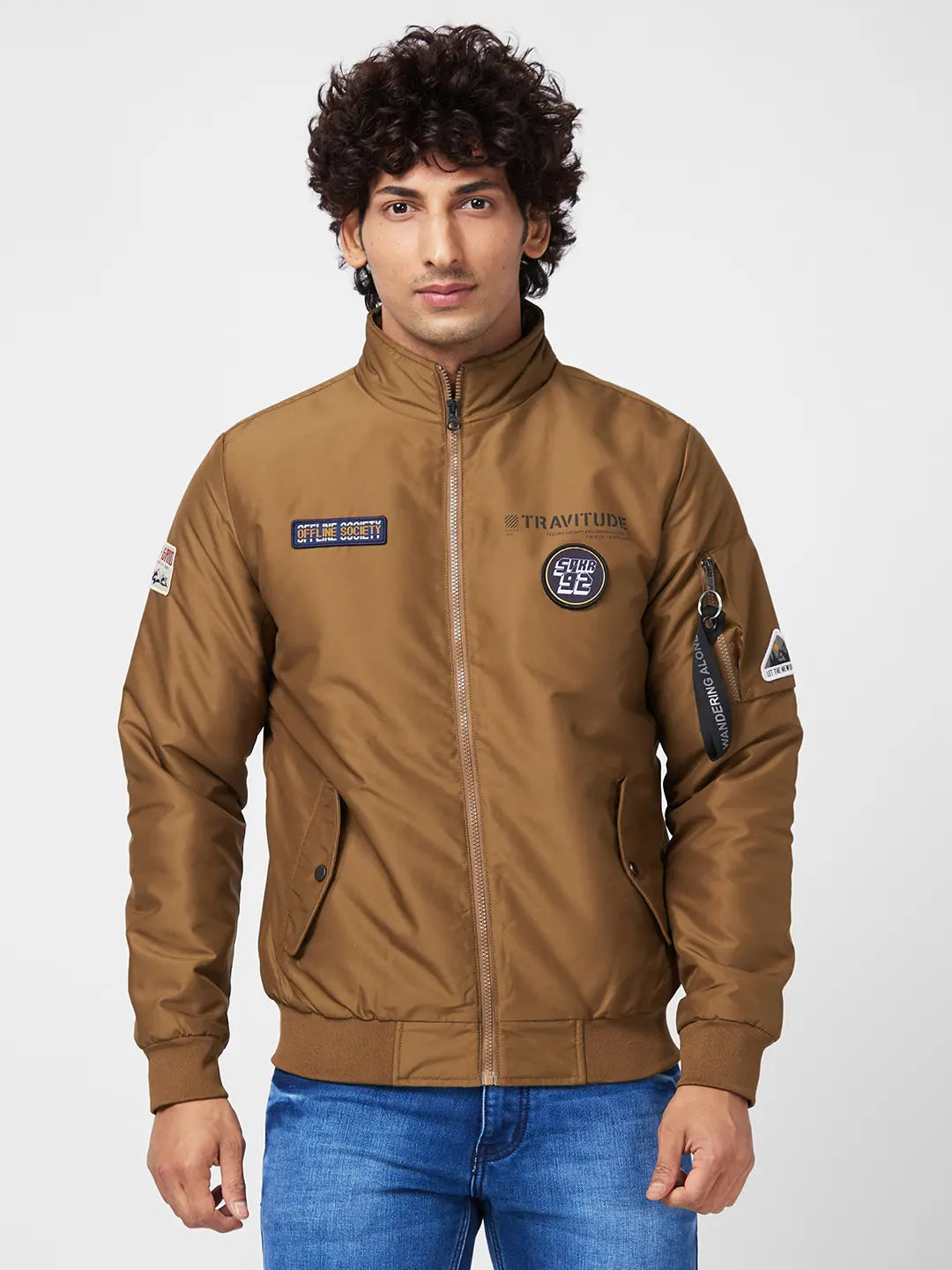 Smart Layering Men'S Bomber Jacket With Diy Velcro Badges