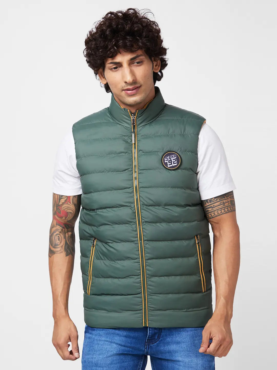 Relaxed Patterns Men'S Sleeveless Reversible Jacket With Diy Velcro Badges