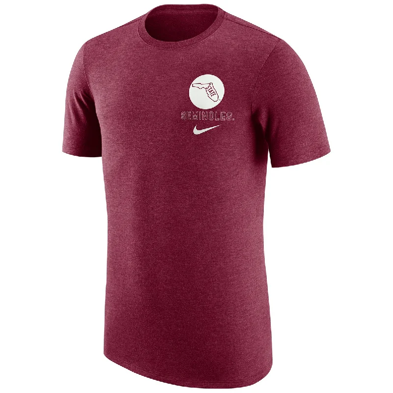 Polished Minimalism Nike Men's Vault State of Florida/Seminoles Design Tri-blend Short Sleeve Retro T-shirt - Garnet