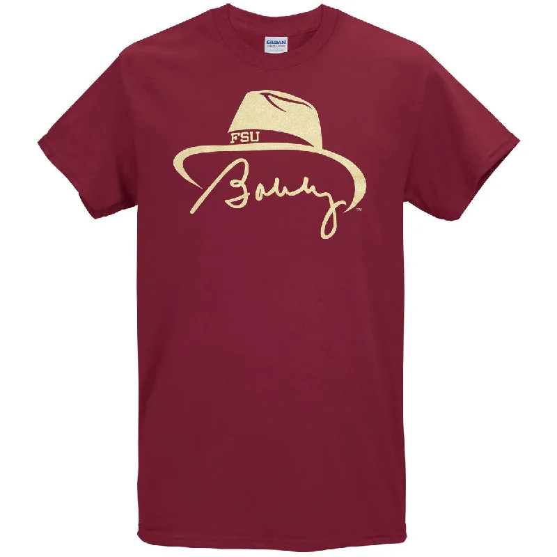 Streetwear Fusion Ragz Adult/Unisex Bobby Bowden Hat Design Short Sleeve T-shirt - Garnet