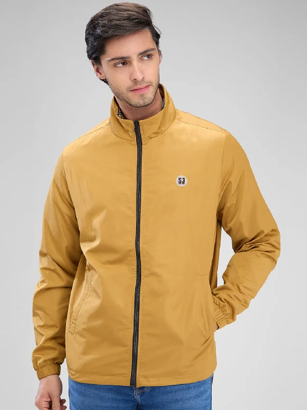 Elevated Monochrome Spykar Mustard Yellow Polyester Full Sleeve Jacket For Men