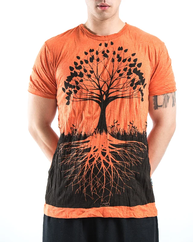 Luxe Casual Mens Tree of Life  T-Shirt in Orange