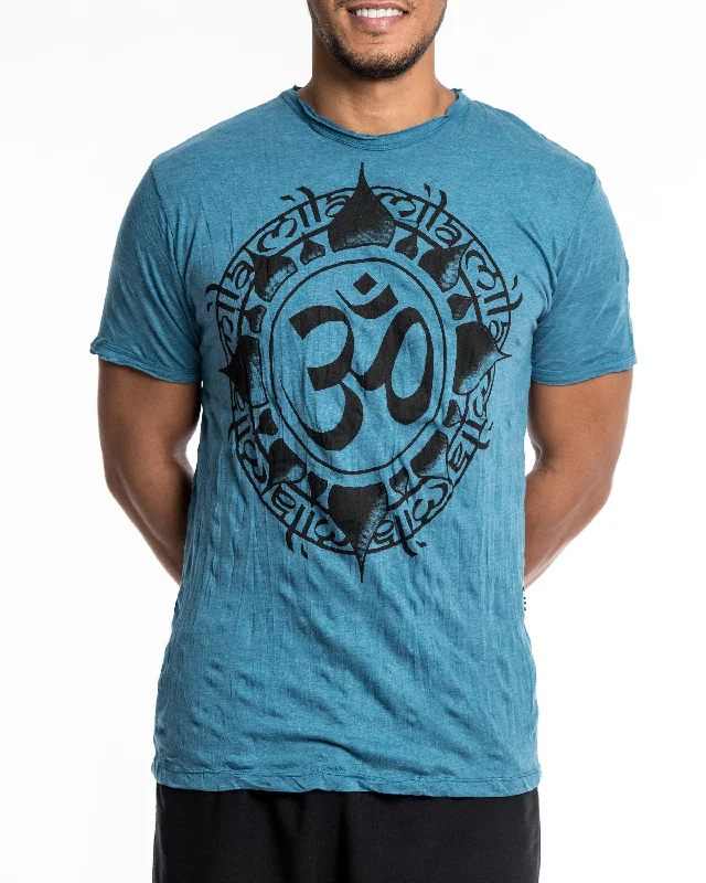 Tailored Modern Mens Infinitee Om  T-Shirt in Denim Blue