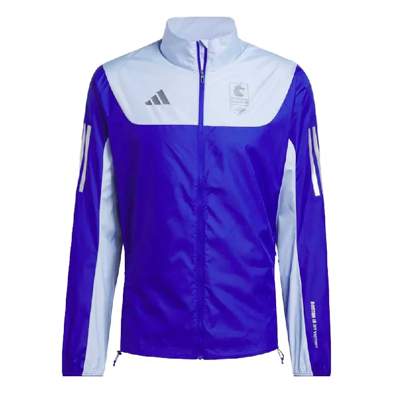 Elegant Monochrome Men's Boston Marathon 25 Celebration Jacket - Lucid Blue