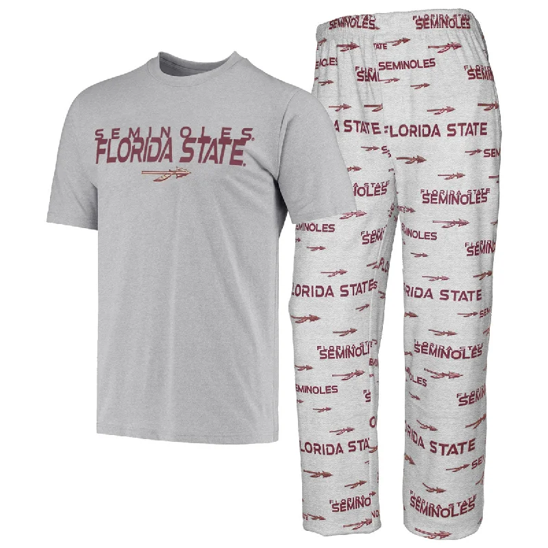 Vintage Layers Concepts Sport Men's Florida State Spear Design Short Sleeve T-shirt and Microfleece Pant Set - Grey