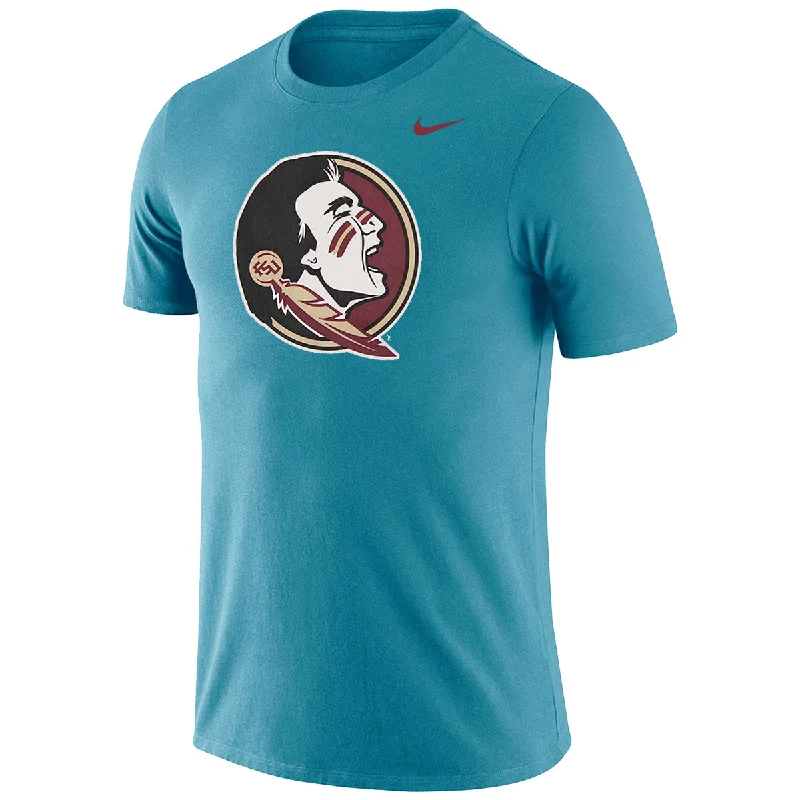 High-End Streetwear Nike Men's Seminole Logo Cotton Short Sleeve T-shirt - Turquoise