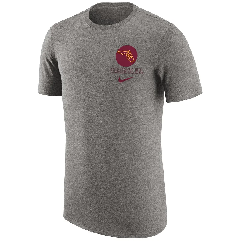 Retro Tailoring Nike Men's Vault State of Florida/Seminoles Design Tri-blend Short Sleeve Retro T-shirt - Dark Grey