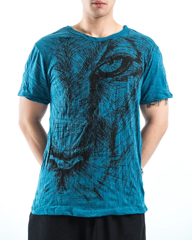 Sophisticated Minimalism Mens Lions Eye T-Shirt in Denim Blue