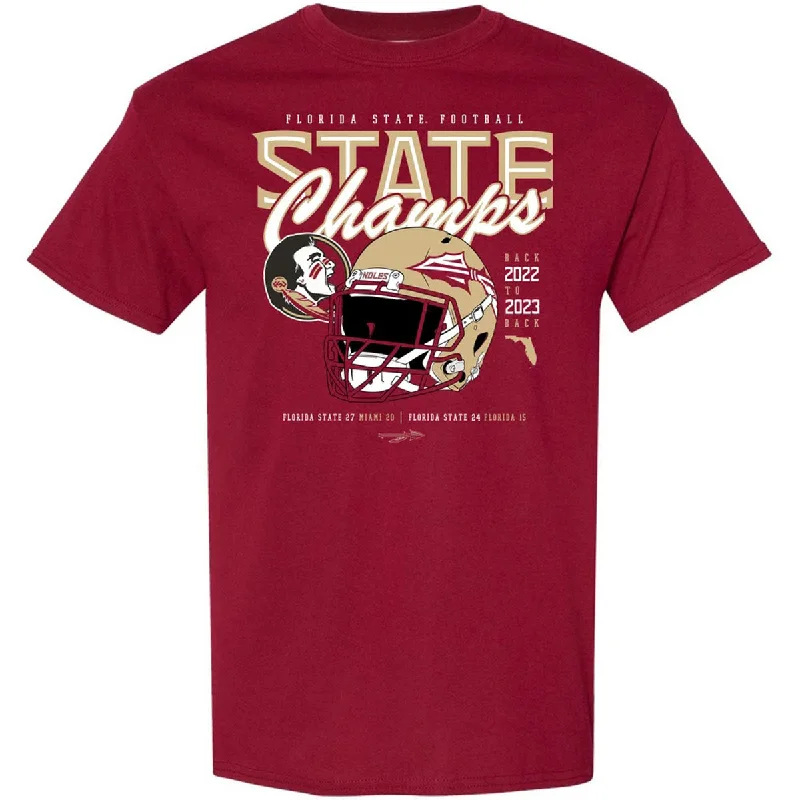 Cozy Tailoring Ragz Men's Florida State Seminoles 2023 State Champs Design Short Sleeve T-shirt - Garnet