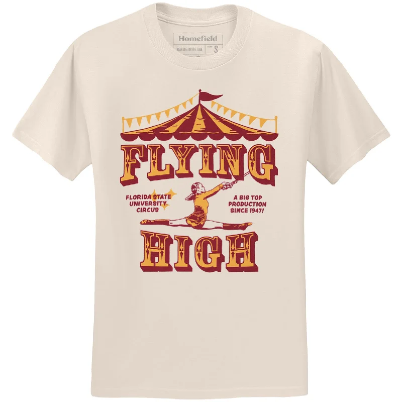 Bold Urban Homefield Adult/Unisex Vault Flying High Circus Design Short Sleeve T-shirt - Cream