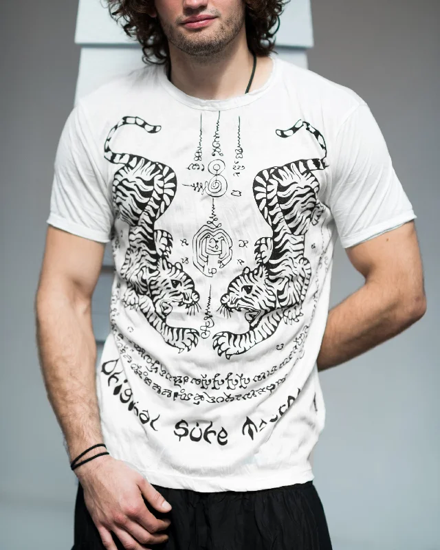 Sporty Tailoring Mens Thai Tattoo T-Shirt in White