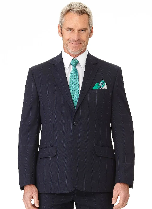 Classic Retro OTWAY CONTEMPORARY FIT JACKET - NAVY WINDOWPANE