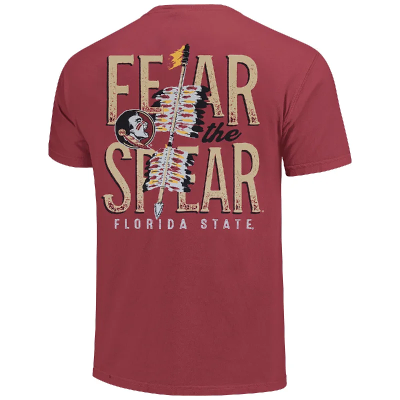 Chic Casualwear Image One Comfort Colors Adult/Unisex Seminole Logo/Fear the Spear Design Short Sleeve T-shirt - Chili