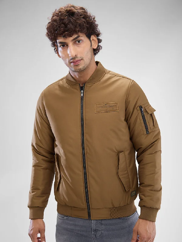 Artistic Layers Spykar Dk. Khaki Polyester Full Sleeve Jacket For Men