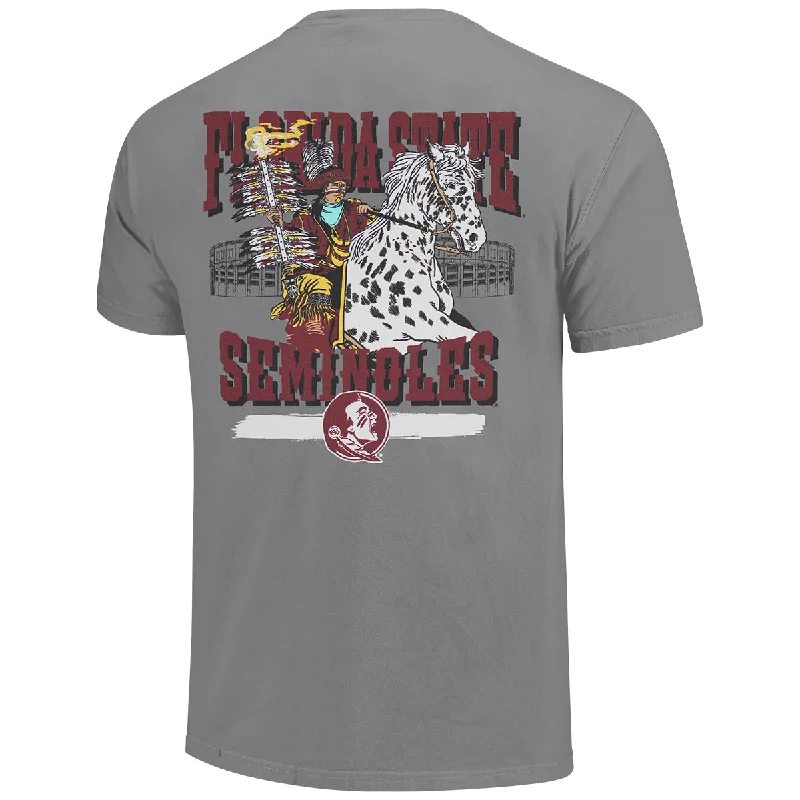 Urban Layering Image One Comfort Colors Adult/Unisex Florida State Seminoles Osceola/Renegade Design Short Sleeve T-shirt - Grey